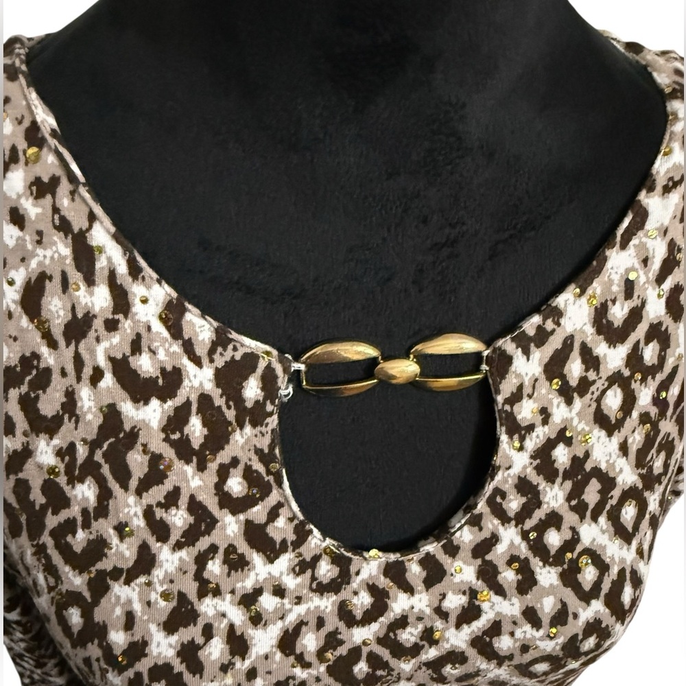 Cathy Daniels Blouse Leopard Print Sequin Embelli… - image 5